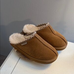BearPaw Tan Suede Slippers